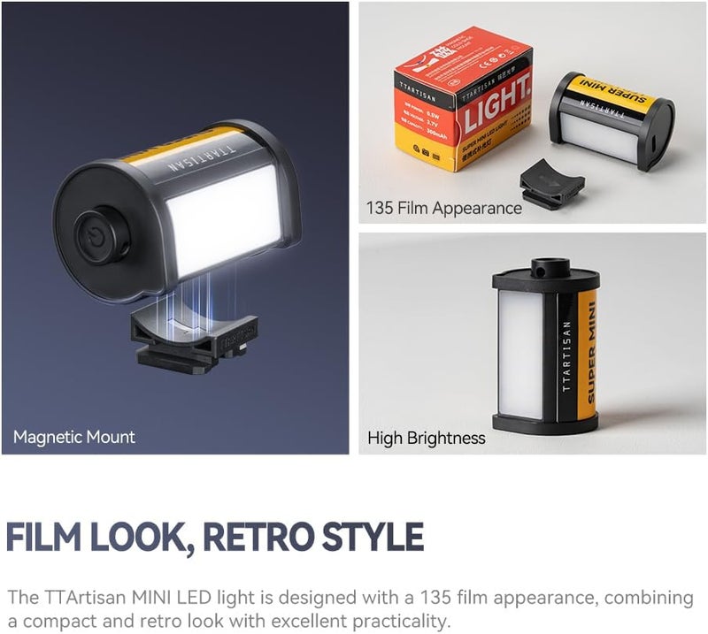 TTArtisan Magnetic LED Light, Rechargeable Mini LED Camera Light 3000K/4500K/6000K CRI95+ for Photography, Super Mini, Magnetic Mount with 0-180 Degrees Adjustment, Lanyard Hole - Image 2